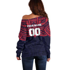 Personalized Melbourne Demons Off Shoulder Sweater Polynesian Tribal Pattern Heritage Football