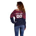 Personalized Melbourne Demons Off Shoulder Sweater Polynesian Tribal Pattern Heritage Football