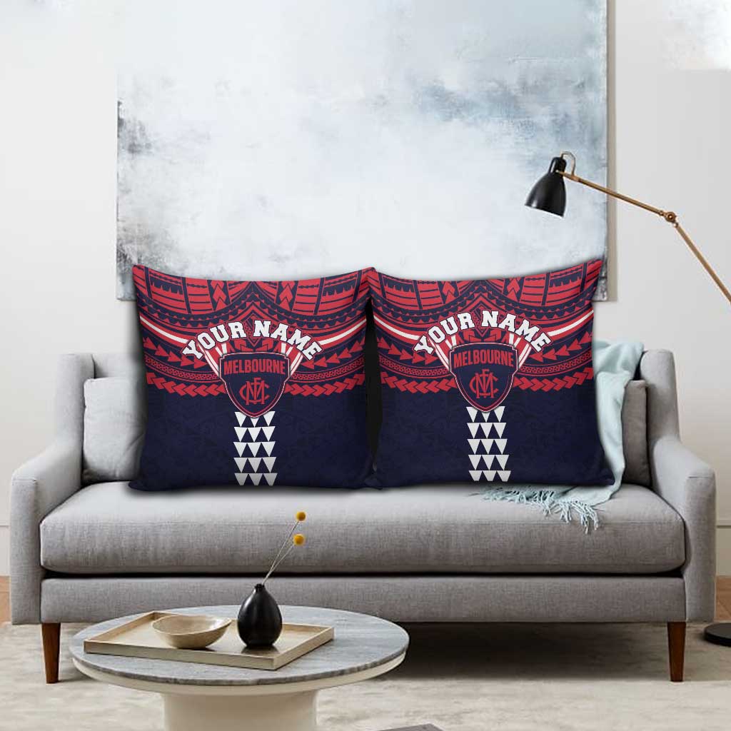 Personalized Melbourne Demons Pillow Cover Polynesian Tribal Pattern Heritage Football