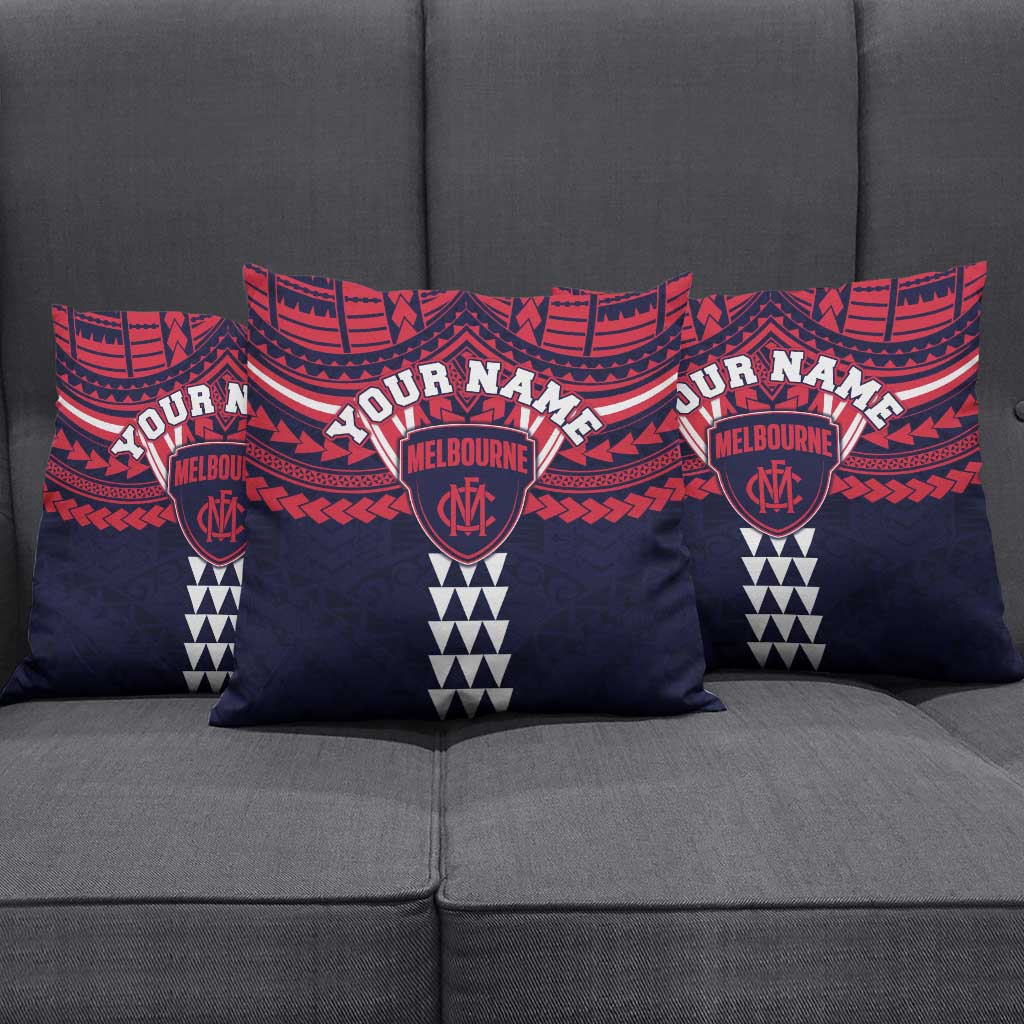 Personalized Melbourne Demons Pillow Cover Polynesian Tribal Pattern Heritage Football