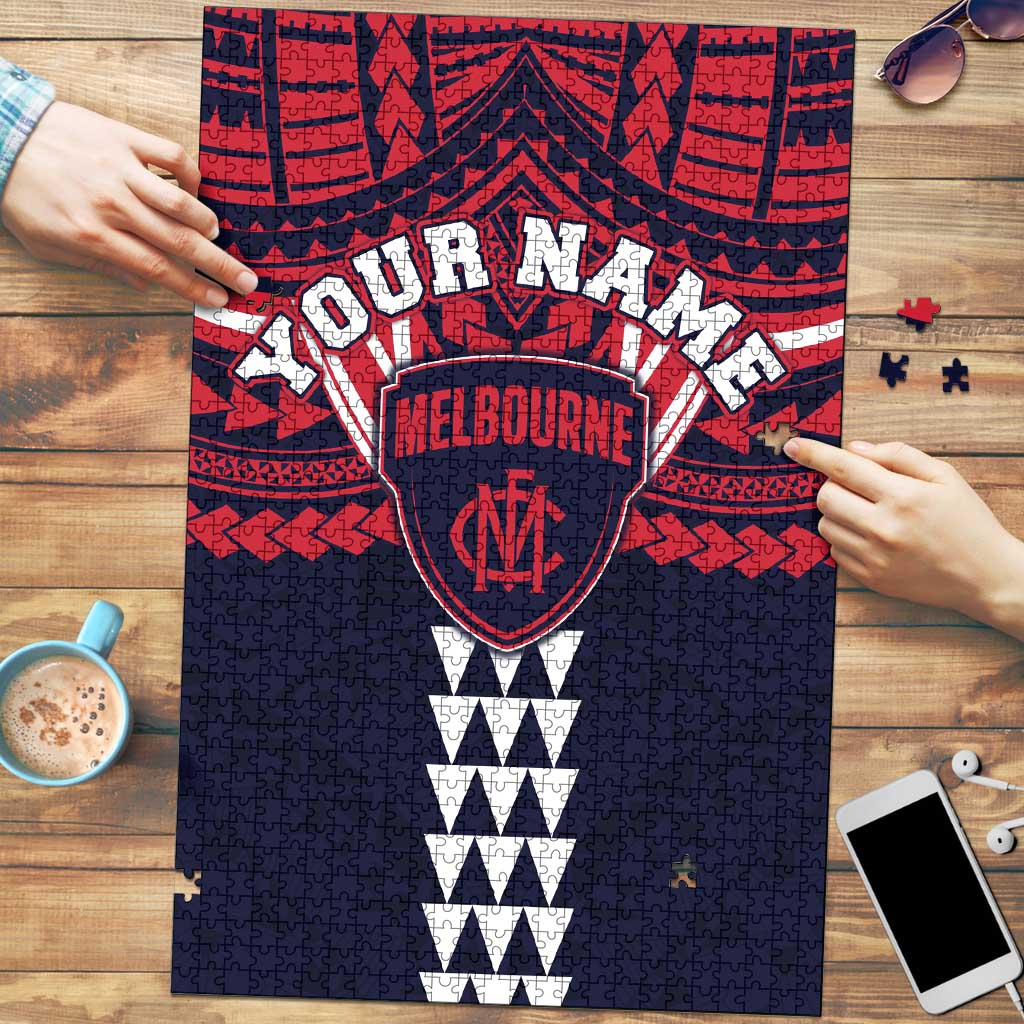 Personalized Melbourne Demons Puzzle Polynesian Tribal Pattern Heritage Football