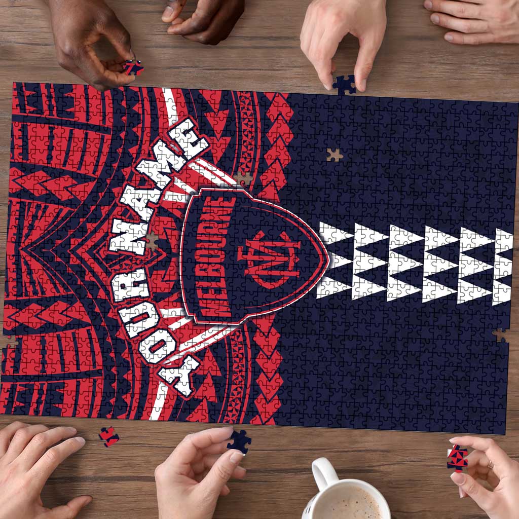 Personalized Melbourne Demons Puzzle Polynesian Tribal Pattern Heritage Football