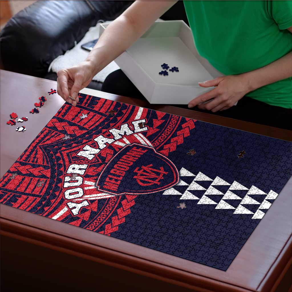 Personalized Melbourne Demons Puzzle Polynesian Tribal Pattern Heritage Football