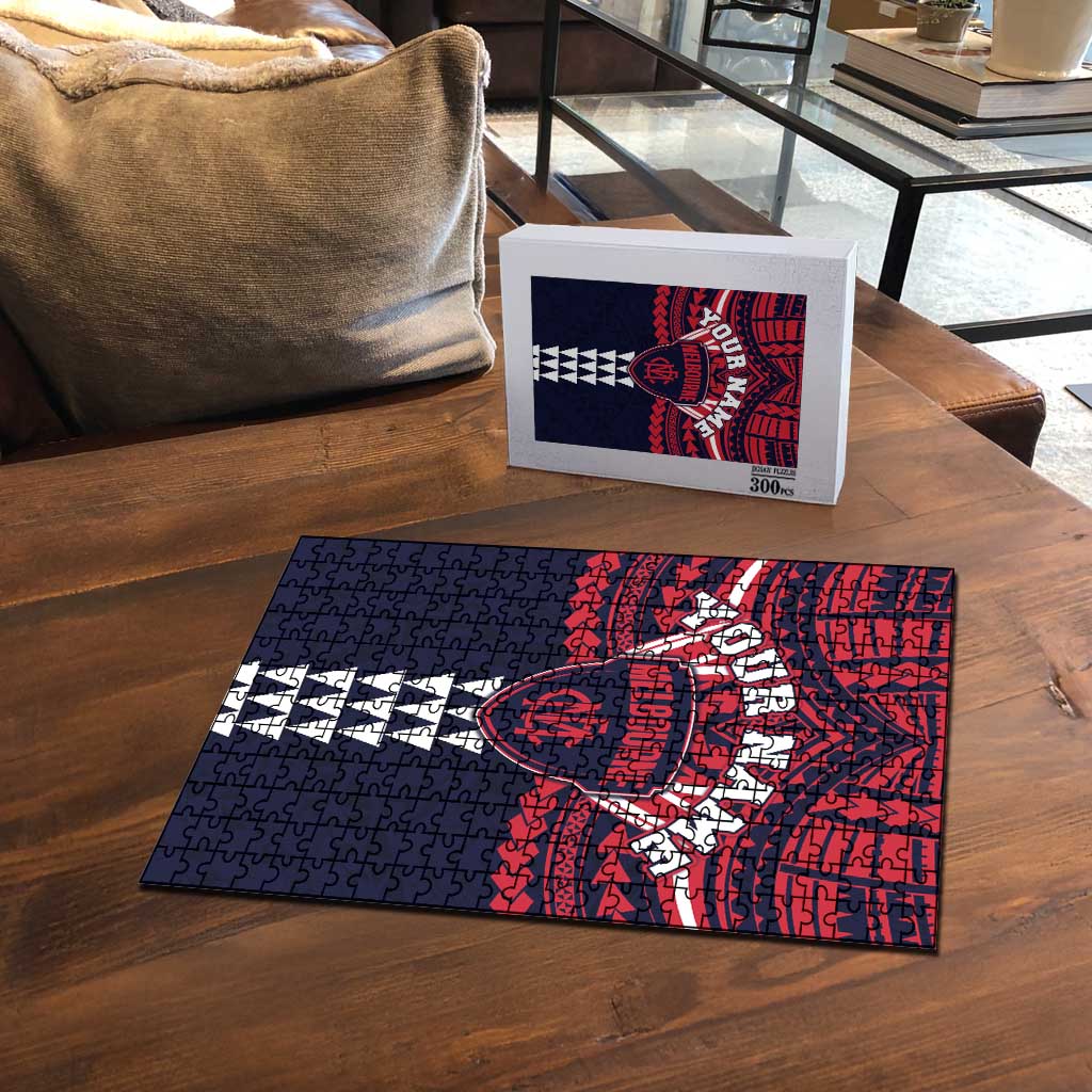 Personalized Melbourne Demons Puzzle Polynesian Tribal Pattern Heritage Football