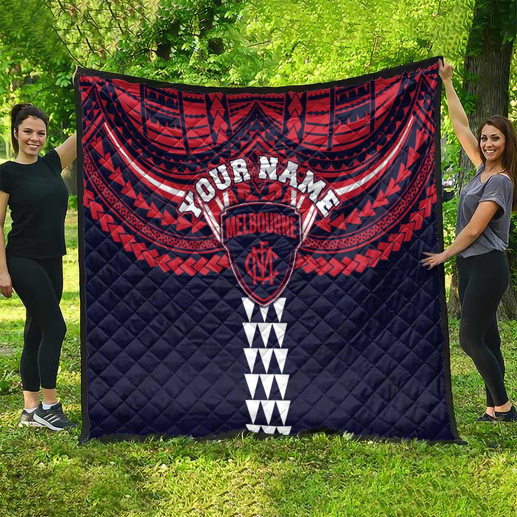 Personalized Melbourne Demons Quilt Polynesian Tribal Pattern Heritage Football