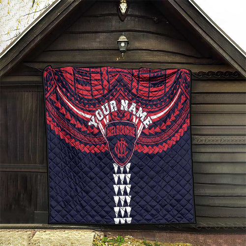 Personalized Melbourne Demons Quilt Polynesian Tribal Pattern Heritage Football