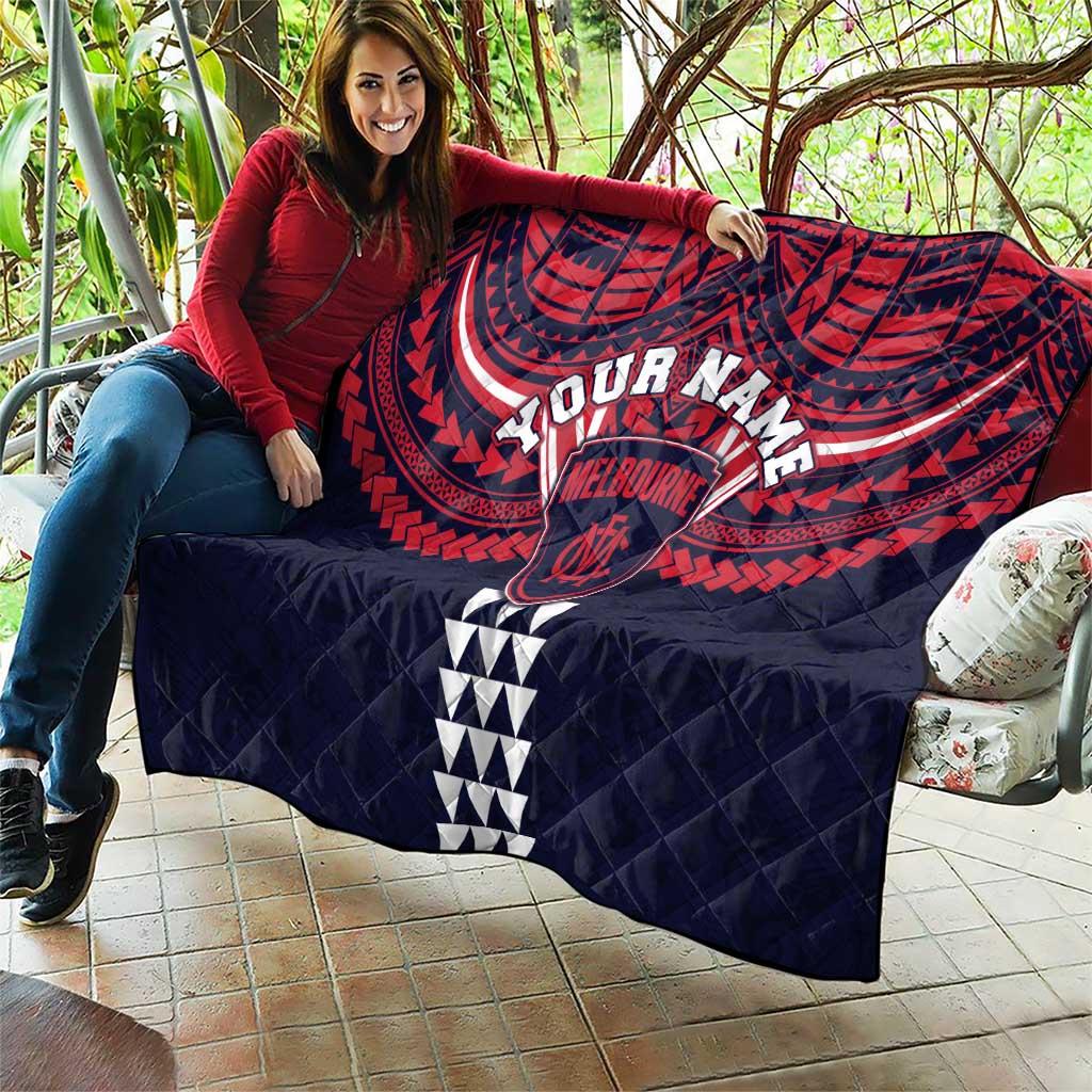 Personalized Melbourne Demons Quilt Polynesian Tribal Pattern Heritage Football
