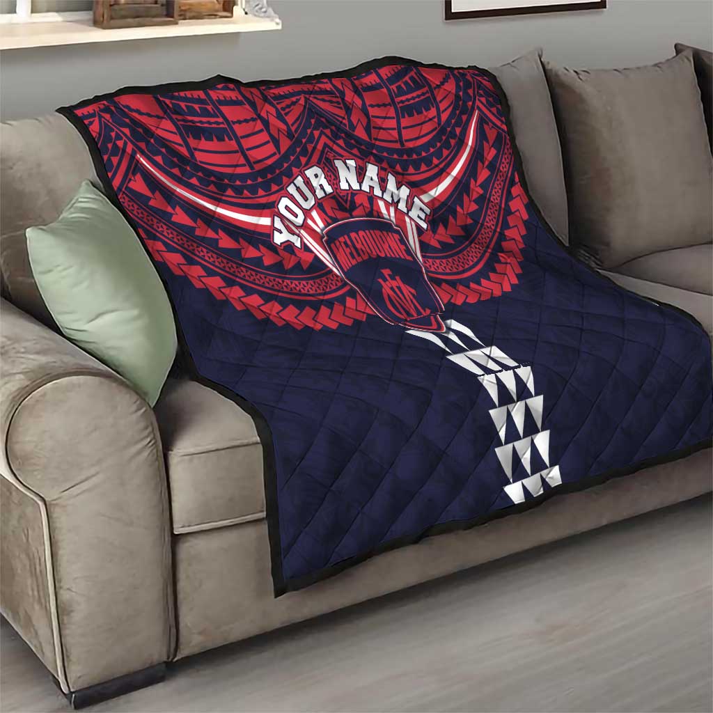 Personalized Melbourne Demons Quilt Polynesian Tribal Pattern Heritage Football