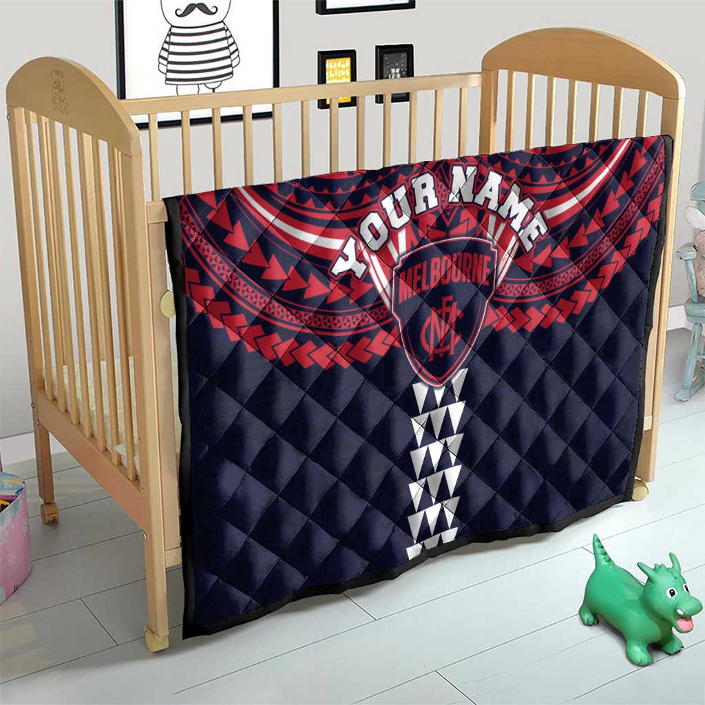 Personalized Melbourne Demons Quilt Polynesian Tribal Pattern Heritage Football