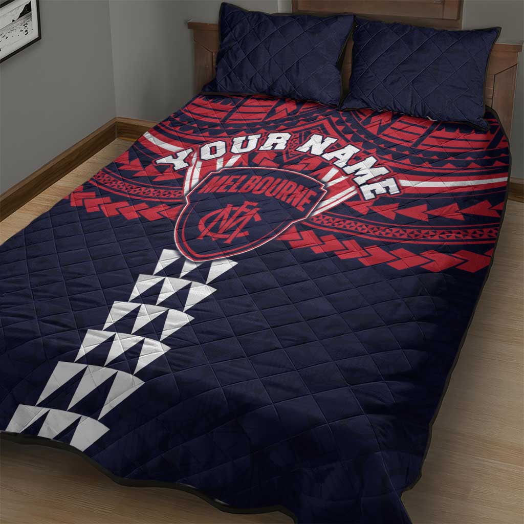 Personalized Melbourne Demons Quilt Bed Set Polynesian Tribal Pattern Heritage Football