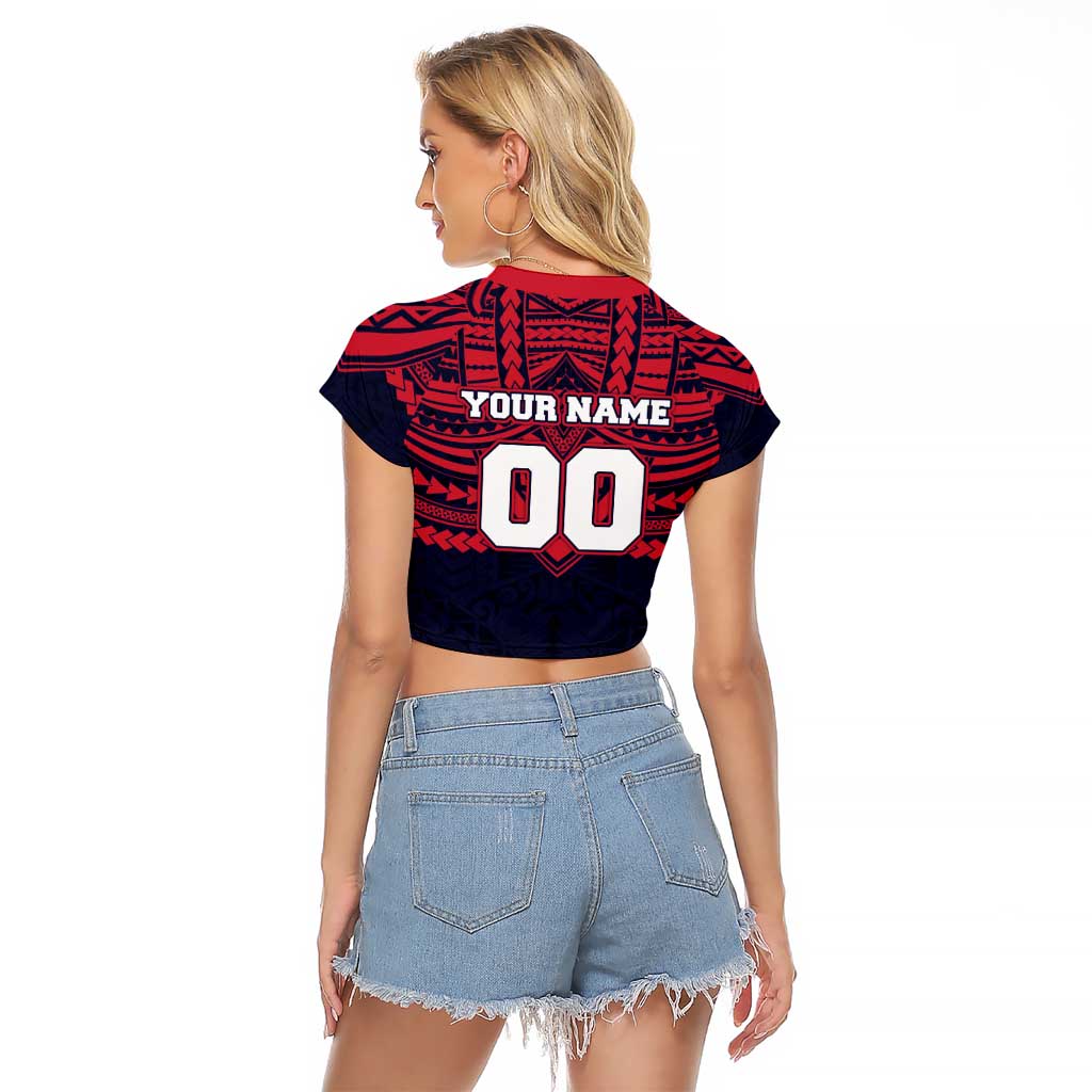 Personalized Melbourne Demons Raglan Cropped T Shirt Polynesian Tribal Pattern Heritage Football