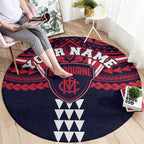 Personalized Melbourne Demons Round Carpet Polynesian Tribal Pattern Heritage Football