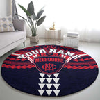 Personalized Melbourne Demons Round Carpet Polynesian Tribal Pattern Heritage Football