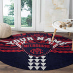 Personalized Melbourne Demons Round Carpet Polynesian Tribal Pattern Heritage Football