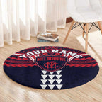 Personalized Melbourne Demons Round Carpet Polynesian Tribal Pattern Heritage Football