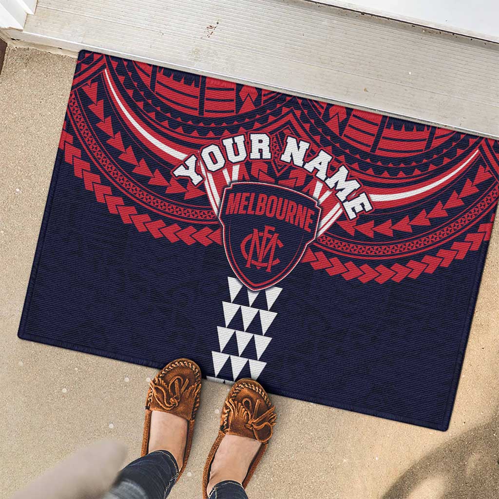 Personalized Melbourne Demons Rubber Doormat Polynesian Tribal Pattern Heritage Football