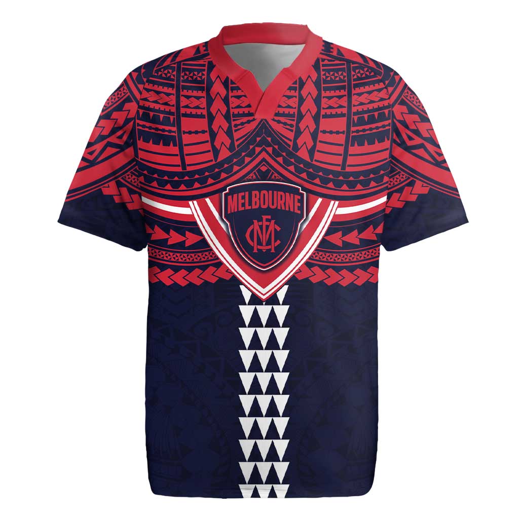 Personalized Melbourne Demons Rugby Jersey Polynesian Tribal Pattern Heritage Football