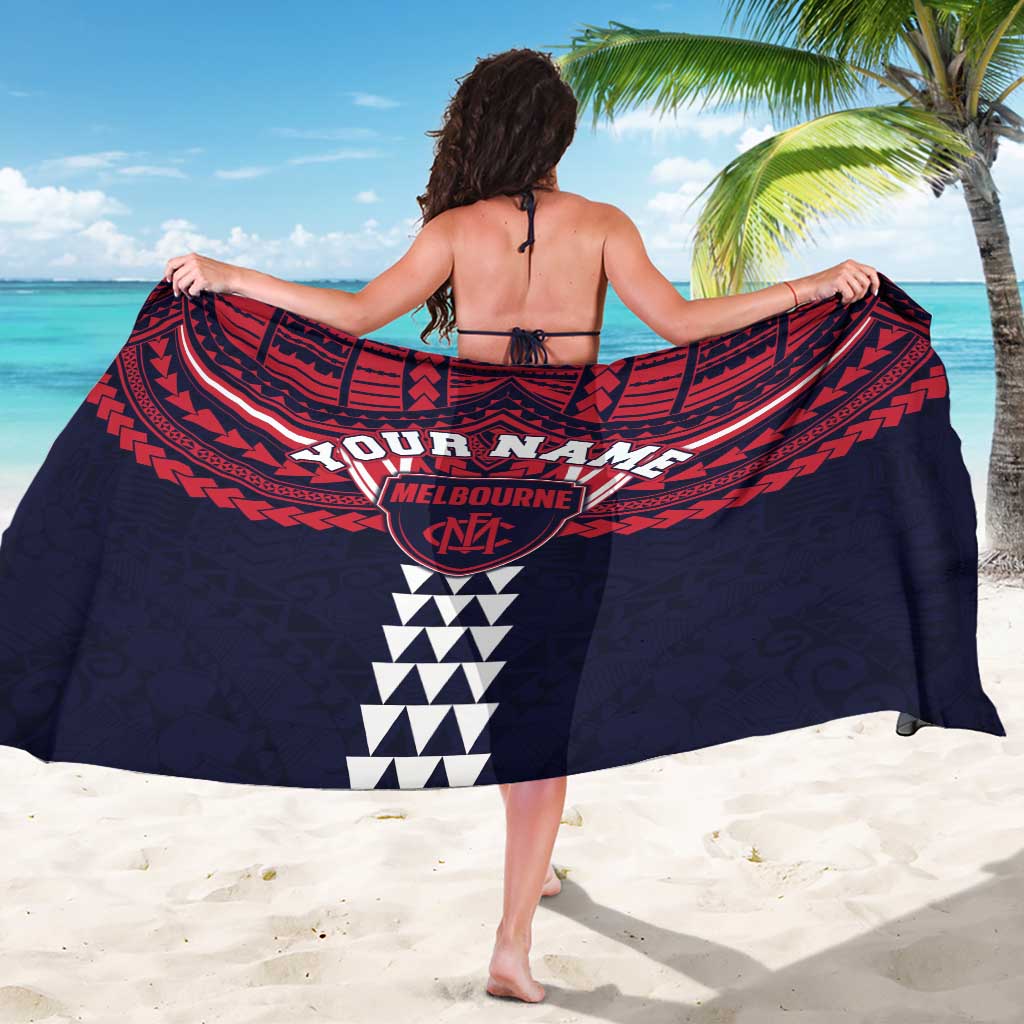 Personalized Melbourne Demons Sarong Polynesian Tribal Pattern Heritage Football