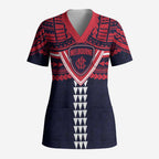 Personalized Melbourne Demons Scrub Top Polynesian Tribal Pattern Heritage Football