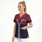 Personalized Melbourne Demons Scrub Top Polynesian Tribal Pattern Heritage Football