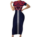 Personalized Melbourne Demons Short Sleeve Bodycon Dress Polynesian Tribal Pattern Heritage Football
