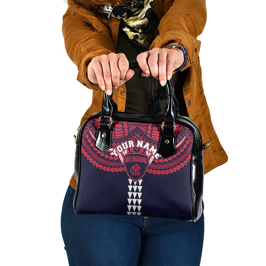 Personalized Melbourne Demons Shoulder Handbag Polynesian Tribal Pattern Heritage Football