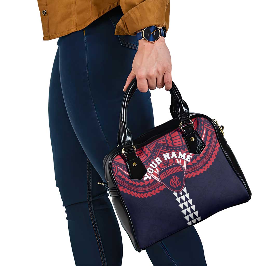 Personalized Melbourne Demons Shoulder Handbag Polynesian Tribal Pattern Heritage Football