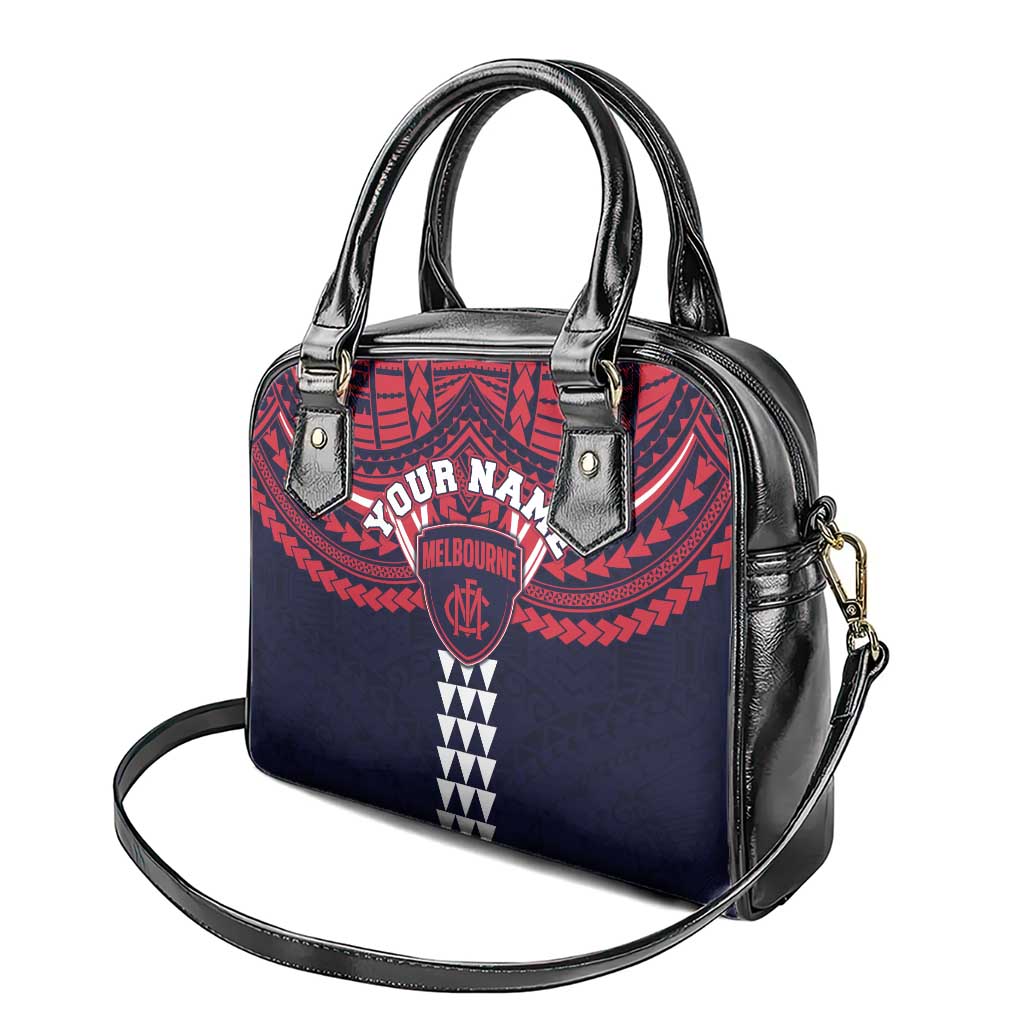 Personalized Melbourne Demons Shoulder Handbag Polynesian Tribal Pattern Heritage Football