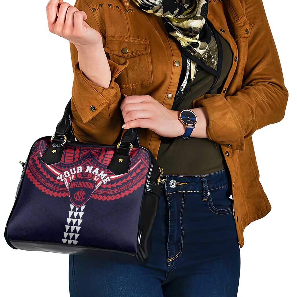 Personalized Melbourne Demons Shoulder Handbag Polynesian Tribal Pattern Heritage Football