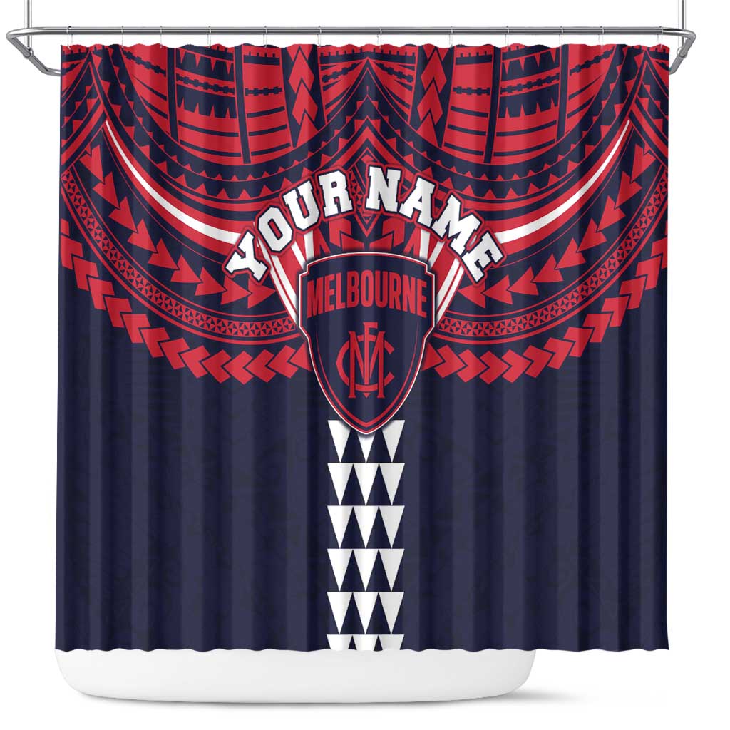 Personalized Melbourne Demons Shower Curtain Polynesian Tribal Pattern Heritage Football