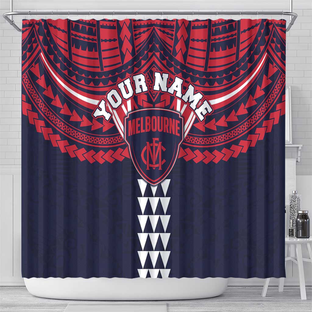 Personalized Melbourne Demons Shower Curtain Polynesian Tribal Pattern Heritage Football
