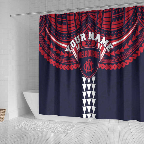 Personalized Melbourne Demons Shower Curtain Polynesian Tribal Pattern Heritage Football