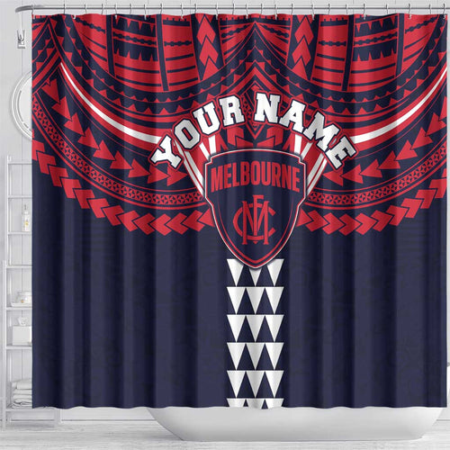 Personalized Melbourne Demons Shower Curtain Polynesian Tribal Pattern Heritage Football
