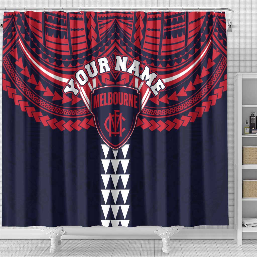 Personalized Melbourne Demons Shower Curtain Polynesian Tribal Pattern Heritage Football
