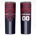 Personalized Melbourne Demons Skinny Tumbler Polynesian Tribal Pattern Heritage Football