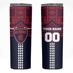 Personalized Melbourne Demons Skinny Tumbler Polynesian Tribal Pattern Heritage Football