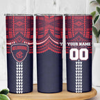 Personalized Melbourne Demons Skinny Tumbler Polynesian Tribal Pattern Heritage Football