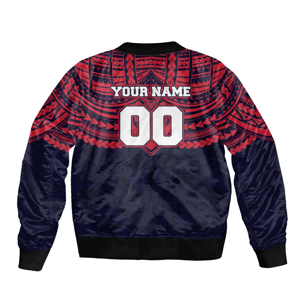 Personalized Melbourne Demons Sleeve Zip Bomber Jacket Polynesian Tribal Pattern Heritage Football