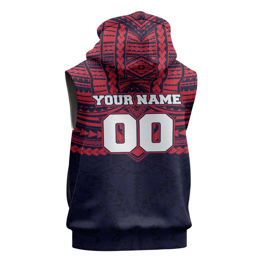 Personalized Melbourne Demons Sleeveless Hoodie Polynesian Tribal Pattern Heritage Football