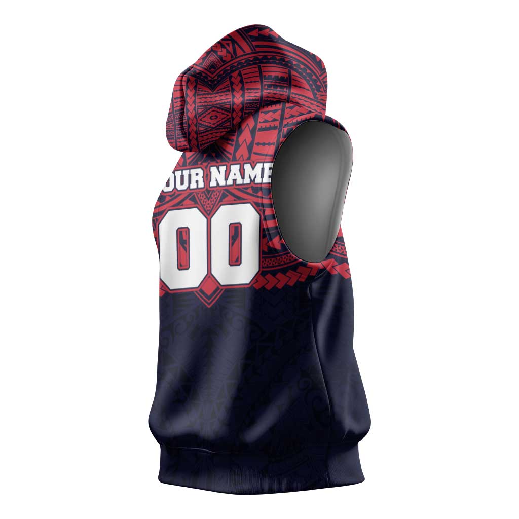 Personalized Melbourne Demons Sleeveless Hoodie Polynesian Tribal Pattern Heritage Football