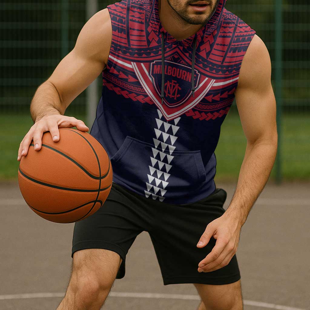 Personalized Melbourne Demons Sleeveless Hoodie Polynesian Tribal Pattern Heritage Football