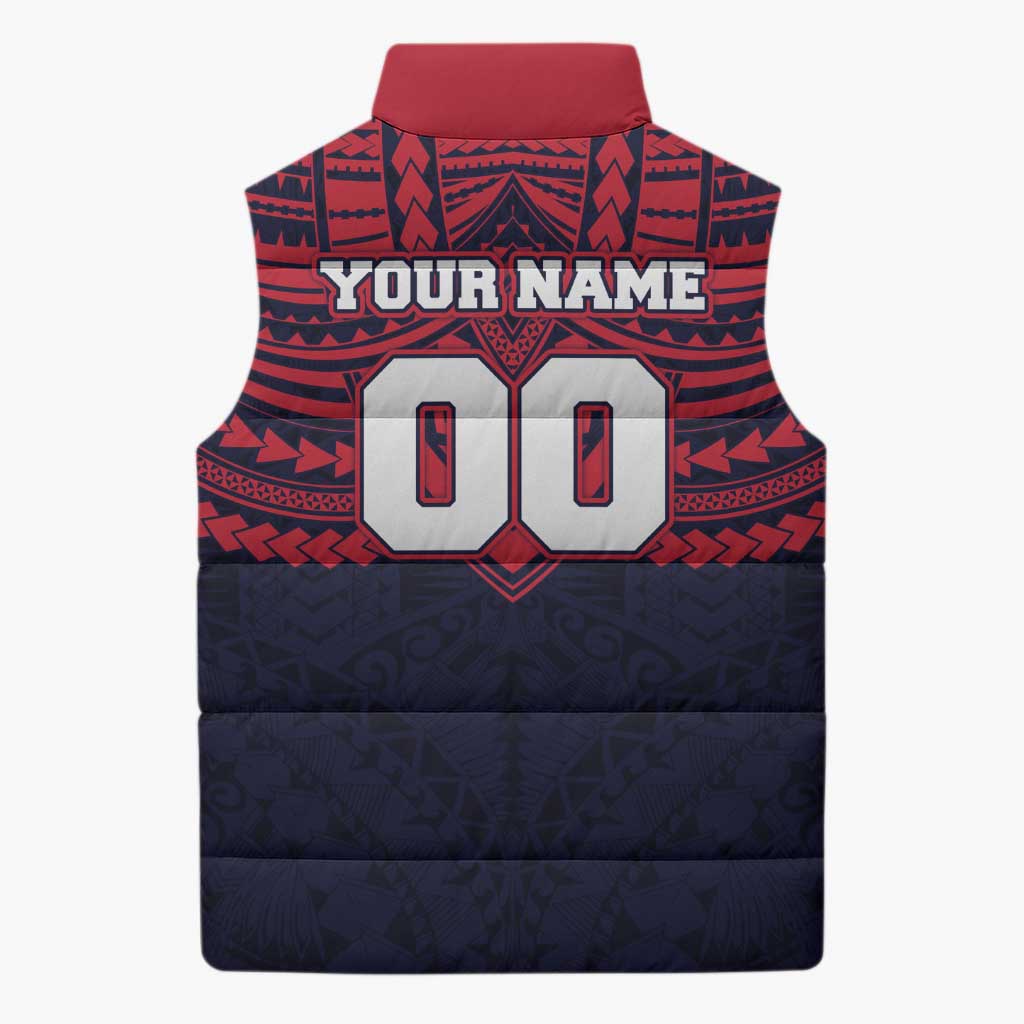 Personalized Melbourne Demons Sleeveless Puffer Jacket Polynesian Tribal Pattern Heritage Football