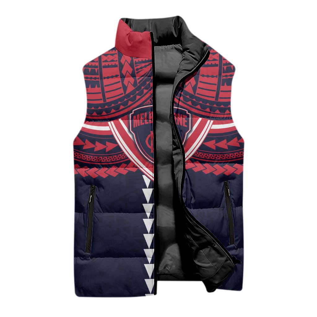 Personalized Melbourne Demons Sleeveless Puffer Jacket Polynesian Tribal Pattern Heritage Football