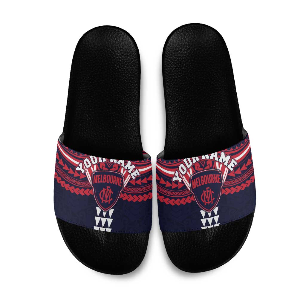 Personalized Melbourne Demons Slide Sandals Polynesian Tribal Pattern Heritage Football