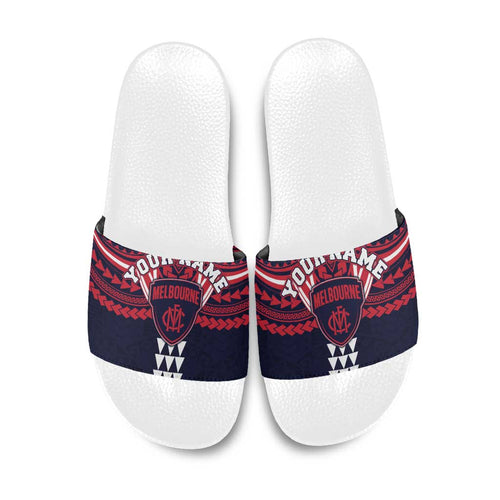Personalized Melbourne Demons Slide Sandals Polynesian Tribal Pattern Heritage Football