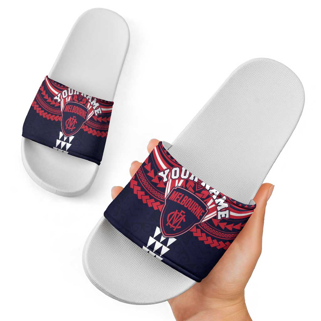 Personalized Melbourne Demons Slide Sandals Polynesian Tribal Pattern Heritage Football