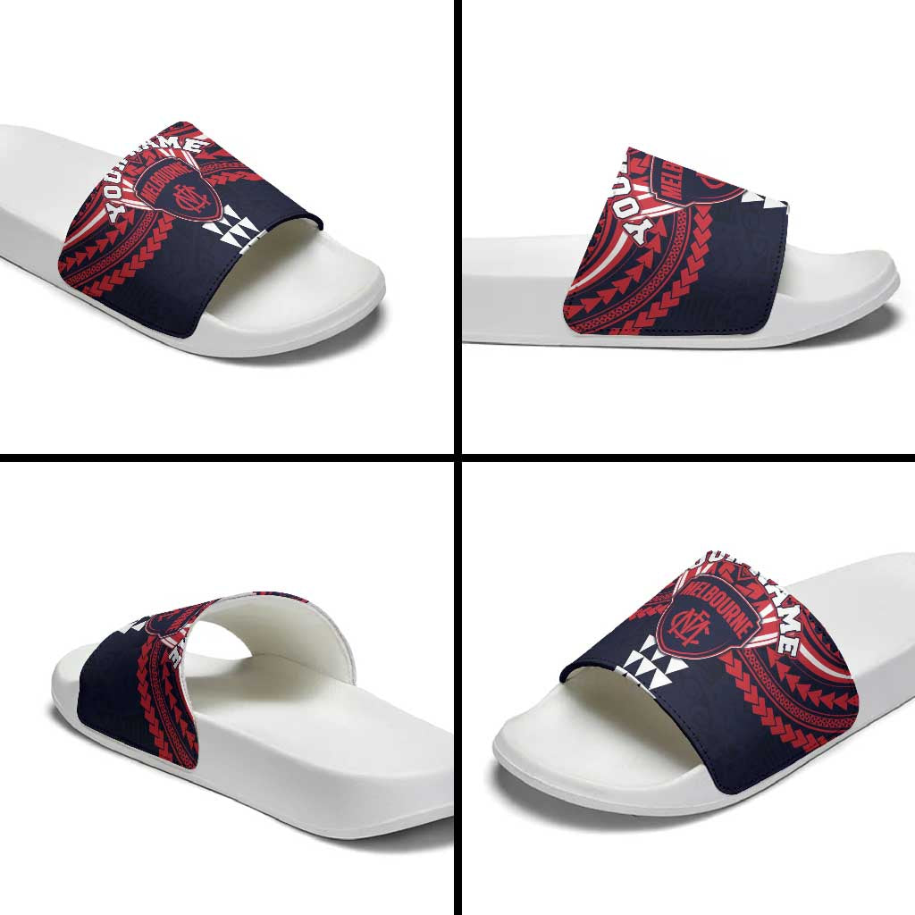 Personalized Melbourne Demons Slide Sandals Polynesian Tribal Pattern Heritage Football
