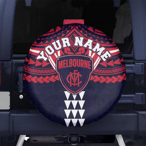 Personalized Melbourne Demons Spare Tire Cover Polynesian Tribal Pattern Heritage Football
