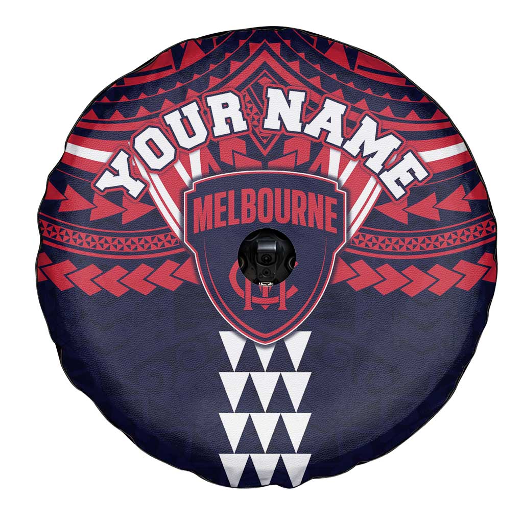 Personalized Melbourne Demons Spare Tire Cover Polynesian Tribal Pattern Heritage Football
