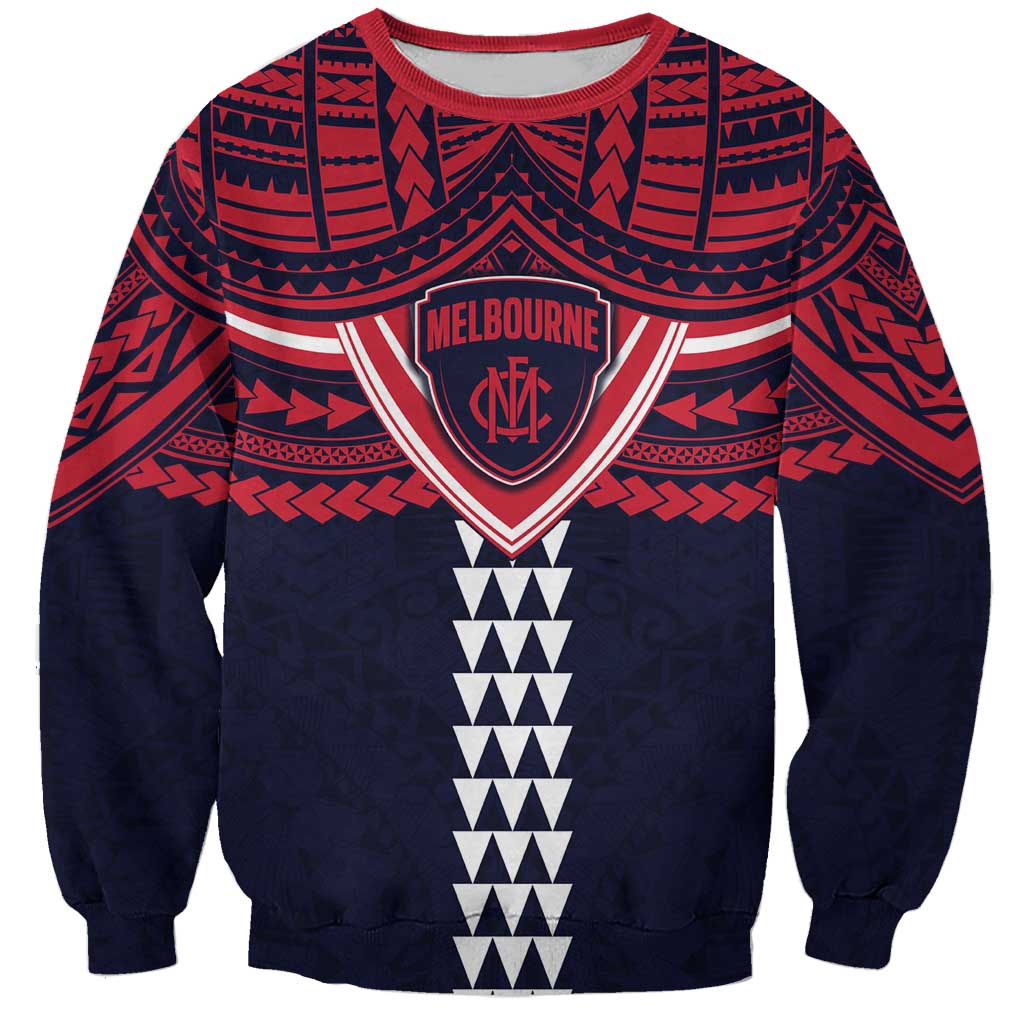 Personalized Melbourne Demons Sweatshirt Polynesian Tribal Pattern Heritage Football